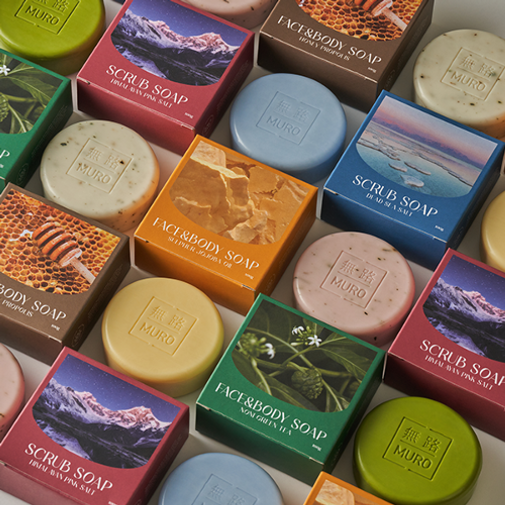 [MURO] SCRUB FACE & BODY SOAP - Exfoliating BHA, Fine Salt, & Plant-Based AHA for Smooth, Soft Skin | Long-Lasting Solid Formula - Made in Korea